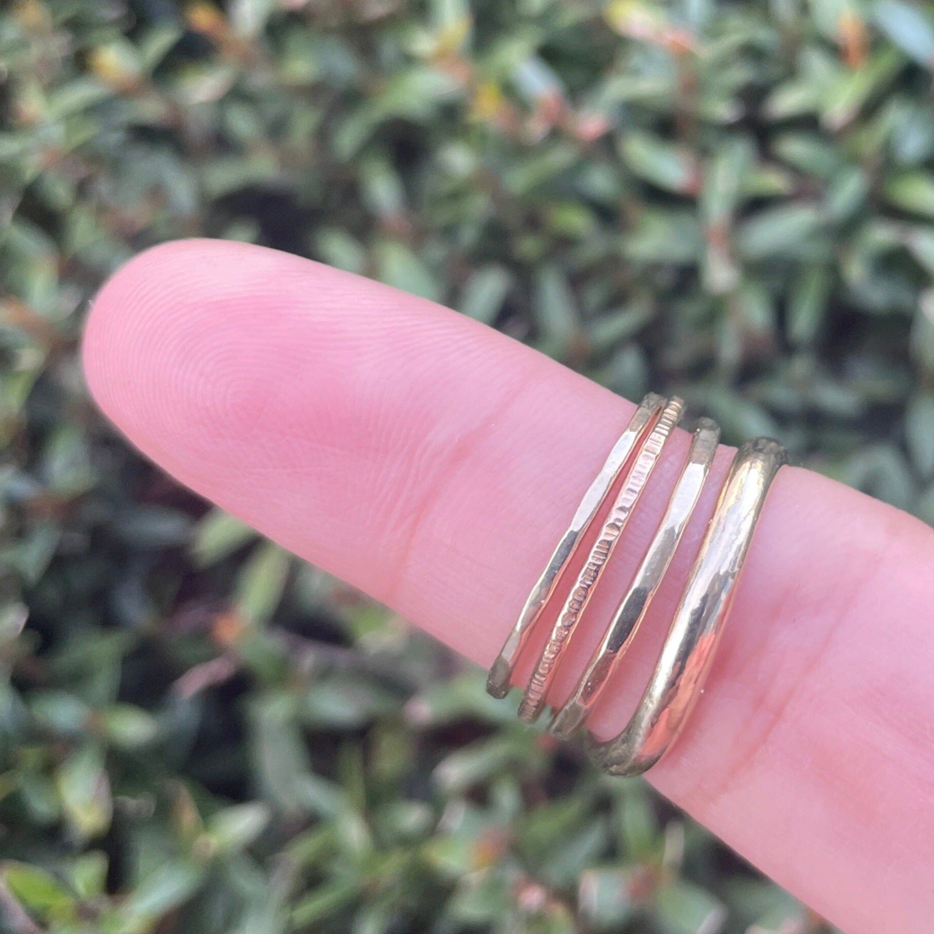 Faceted hammered gold band ring Amanda K Lockrow