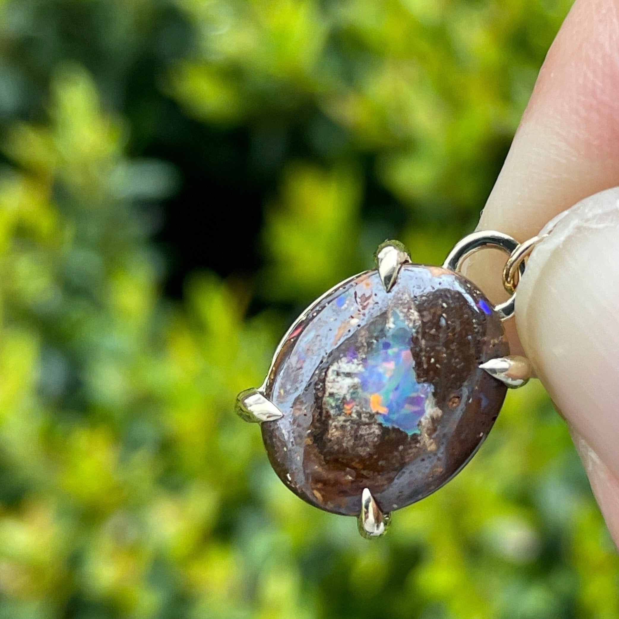 Opal in Petrified Wood Necklace - 14k gold | Fine Collection necklace Amanda K Lockrow