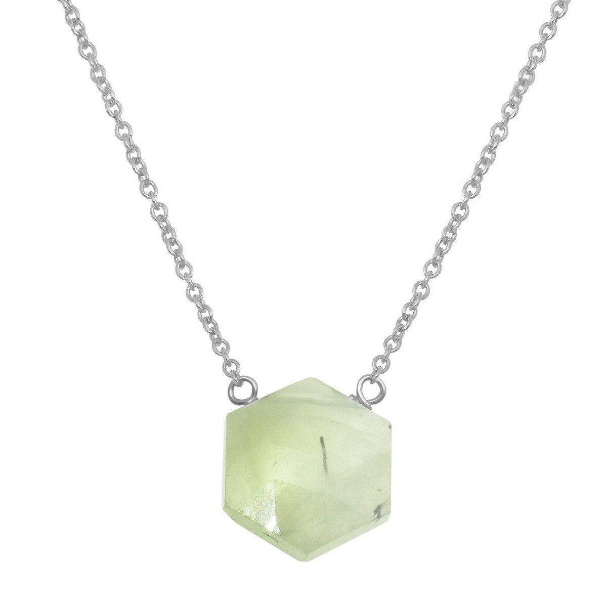 Prehnite hexagon sterling silver necklace necklace Amanda K Lockrow