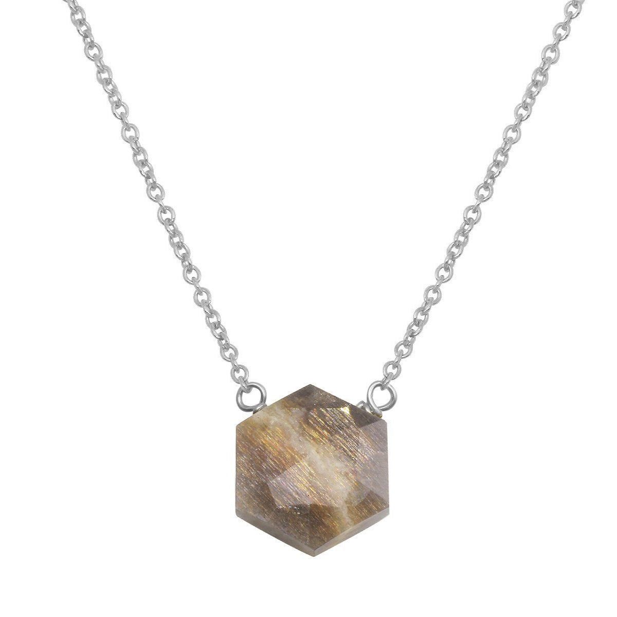 Moonstone hexagon sterling silver necklace necklace Amanda K Lockrow
