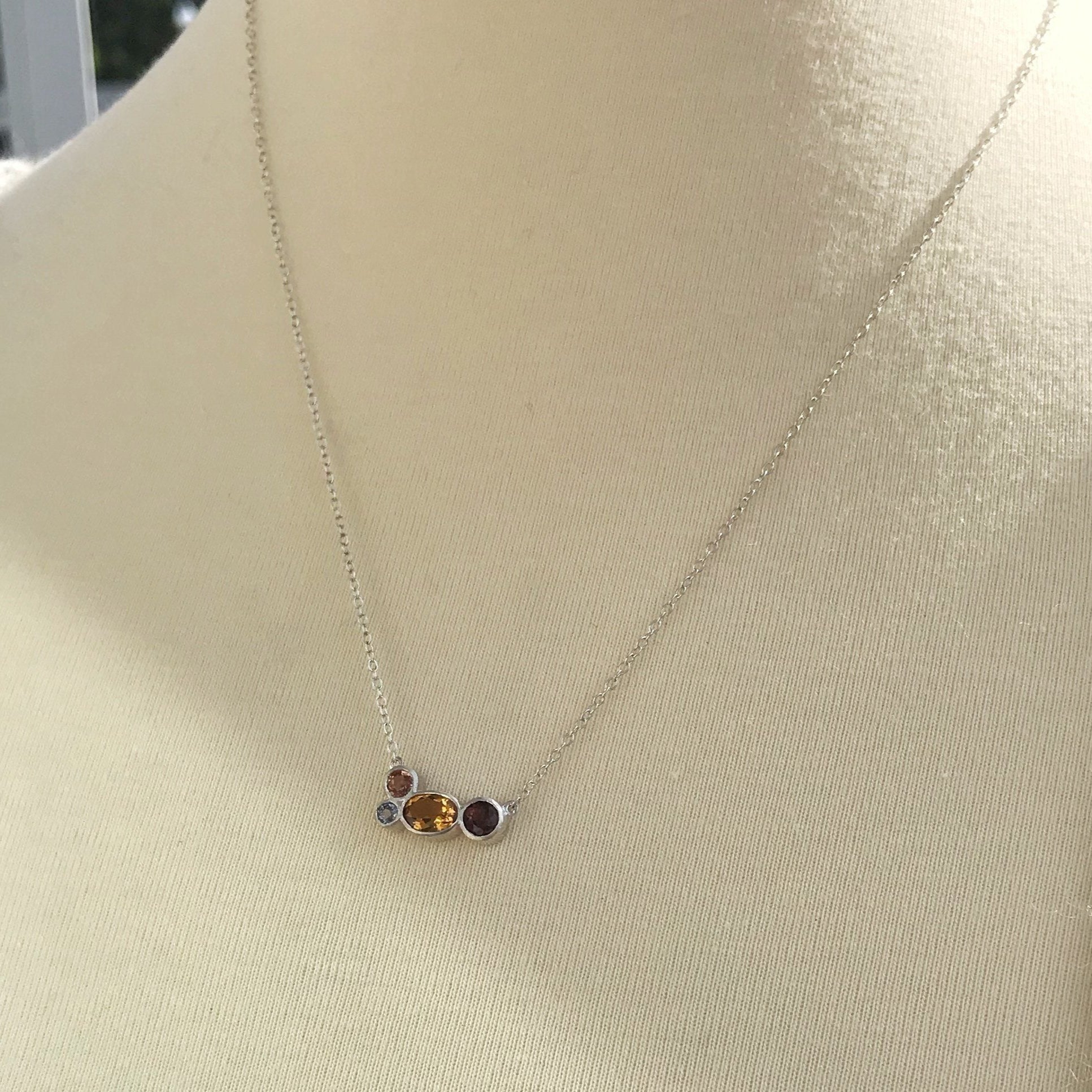 Birthstone 4 stone sterling silver necklace necklace Amanda K Lockrow