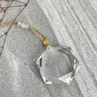 Clear Quartz Hexagon Crystal Necklace - choose sterling silver or gold filled | Aislinn Collection necklace Amanda K Lockrow