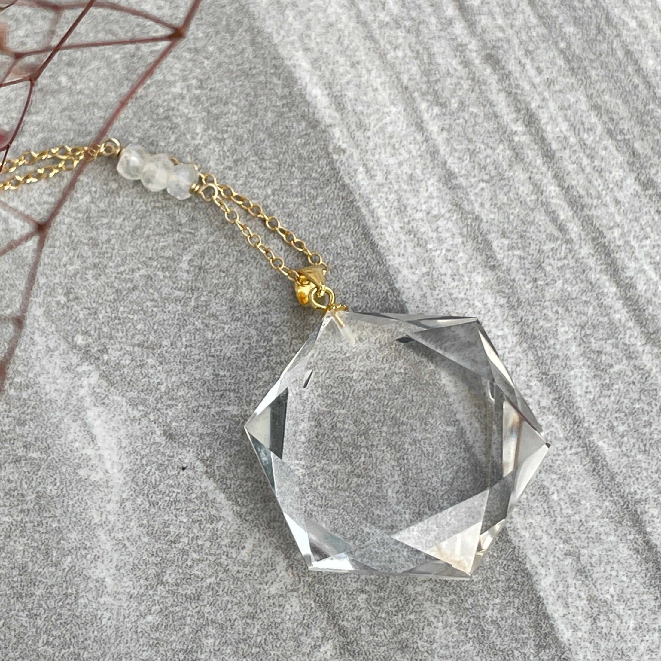 Clear Quartz Hexagon Crystal Necklace - choose sterling silver or gold filled | Aislinn Collection necklace Amanda K Lockrow