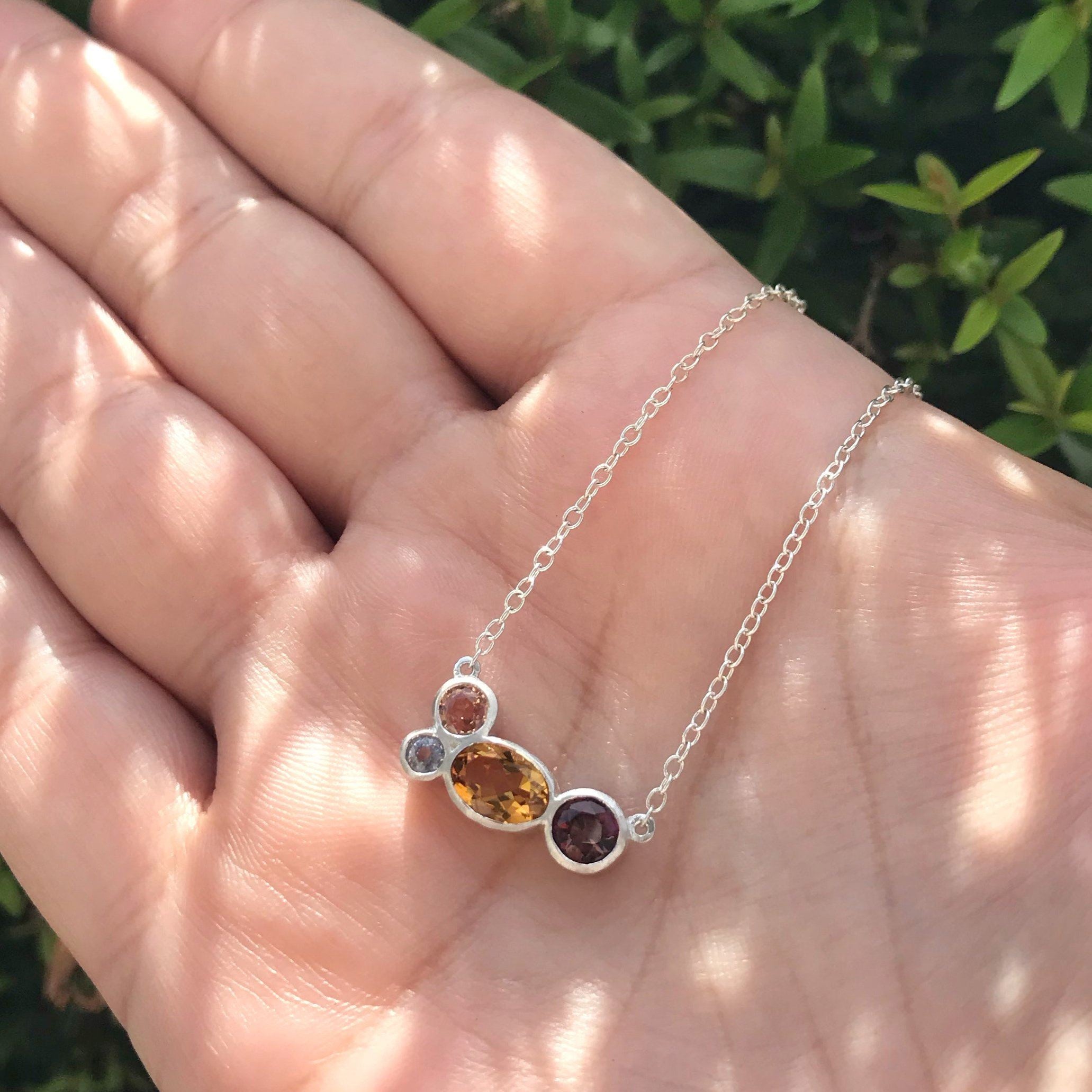 Birthstone 4 stone sterling silver necklace necklace Amanda K Lockrow