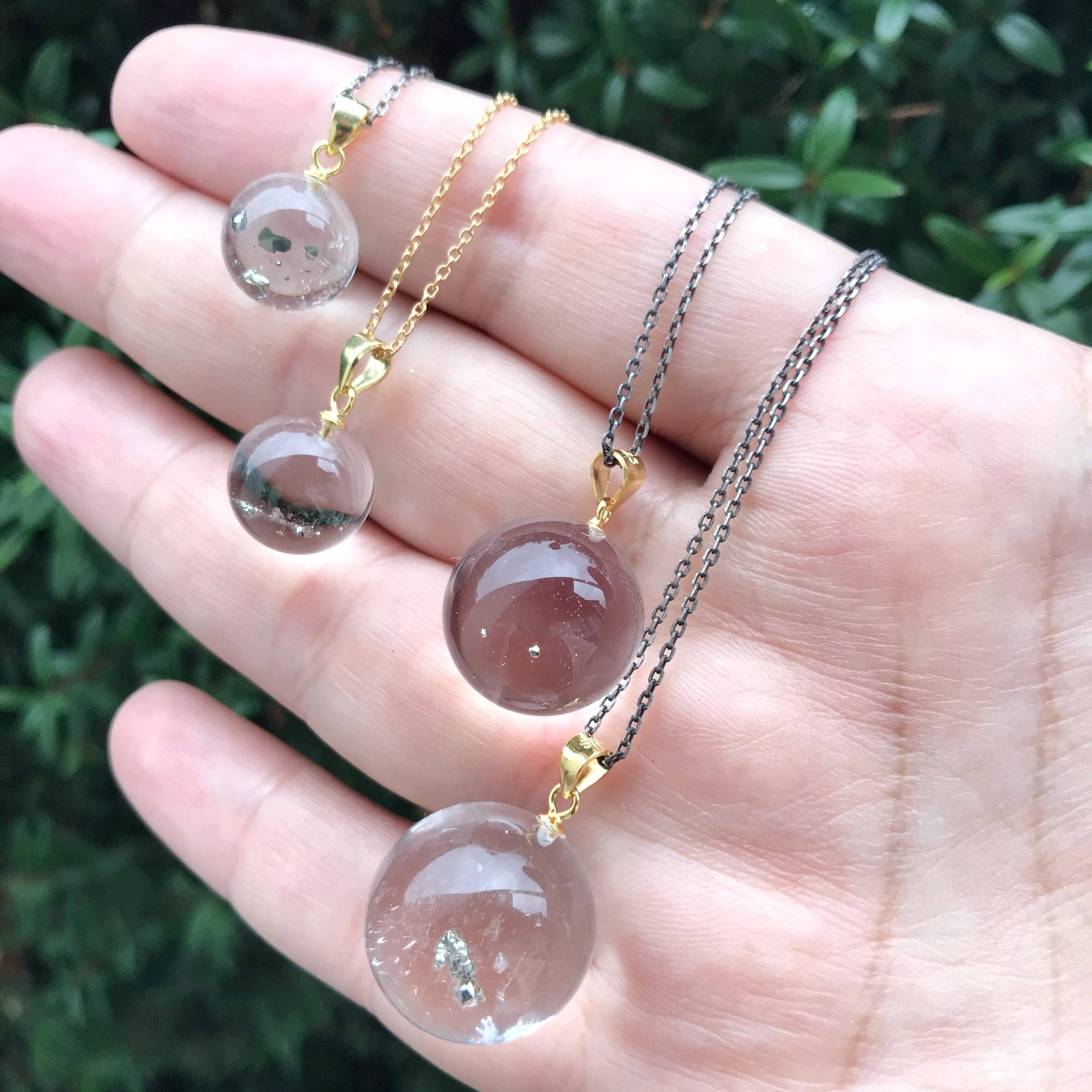Pyrite in quartz sphere necklace - Aislinn Collection necklace Amanda K Lockrow