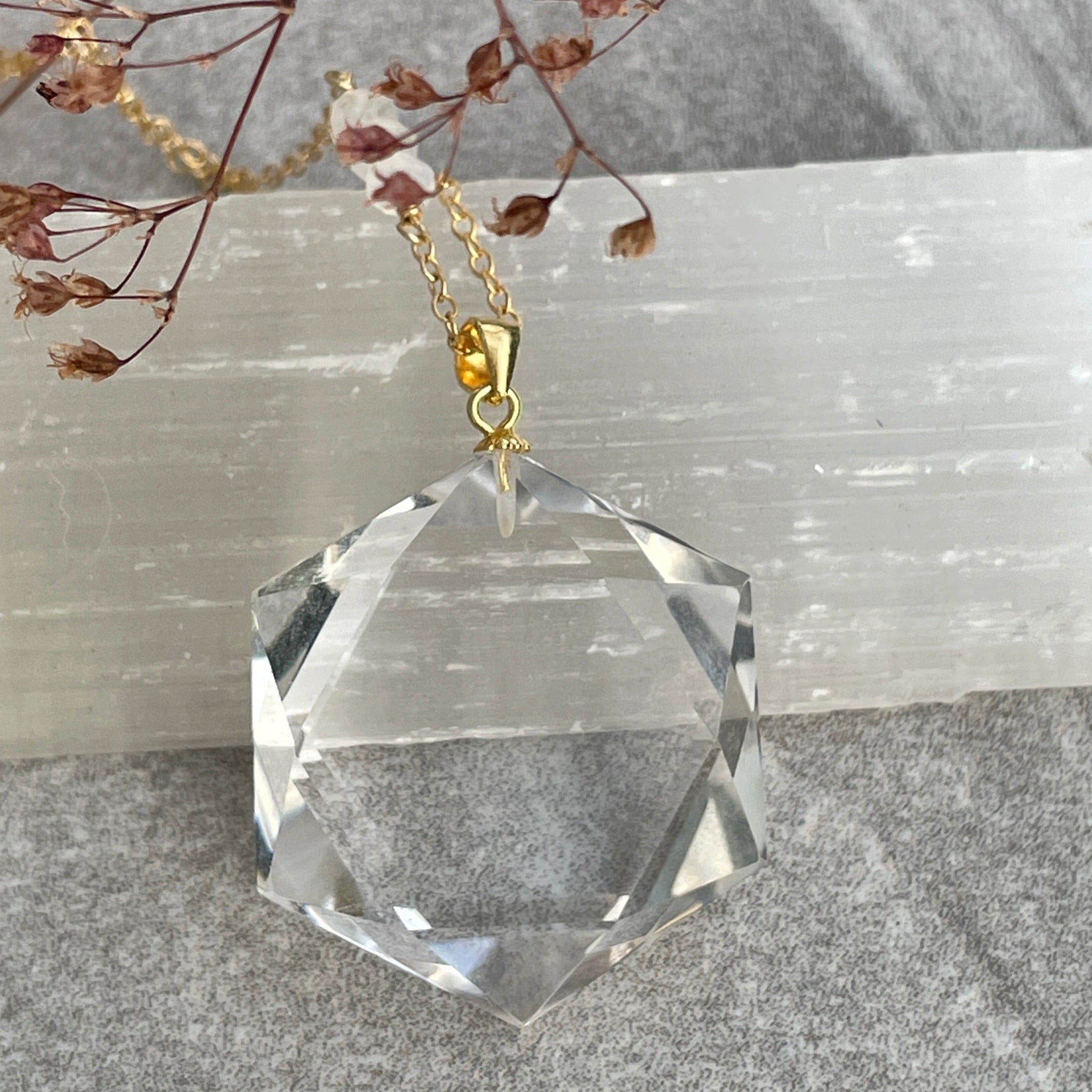 Clear Quartz Hexagon Crystal Necklace - choose sterling silver or gold filled | Aislinn Collection necklace Amanda K Lockrow