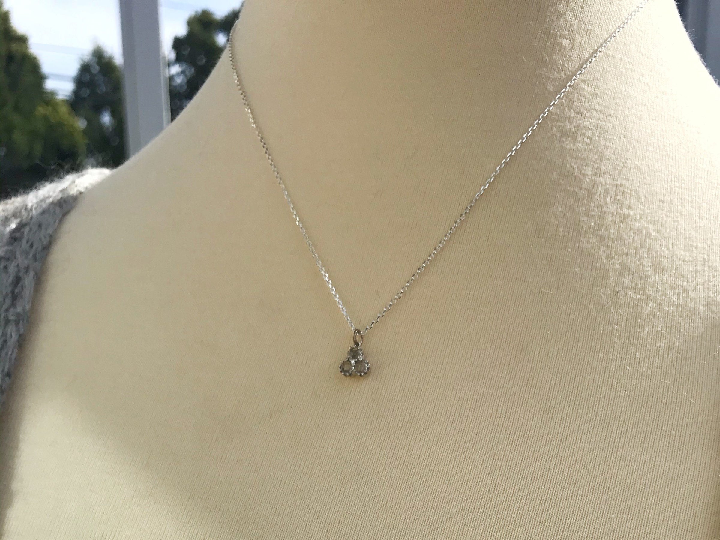 Little silver aquamarine and diamond necklace - birthstone necklace necklace Amanda K Lockrow