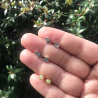 Tiny silver ginkgo leaves stud earrings earrings Amanda K Lockrow