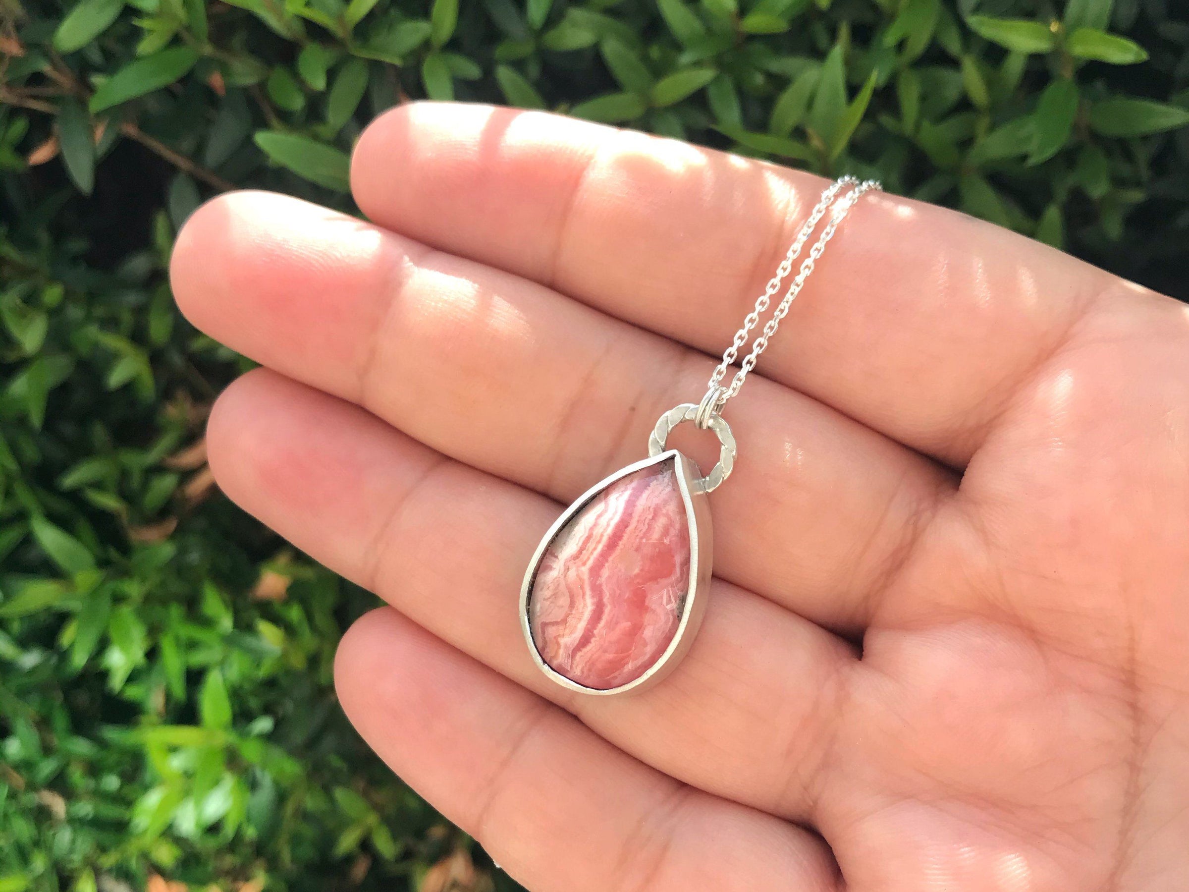 Rhodochrosite sterling silver drop necklace necklace Amanda K Lockrow 