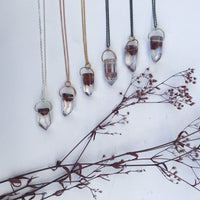 Tara necklace - Hematite Phantom Quartz crystal necklace necklace Amanda K Lockrow