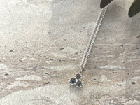 Little silver aquamarine and diamond necklace - birthstone necklace necklace Amanda K Lockrow