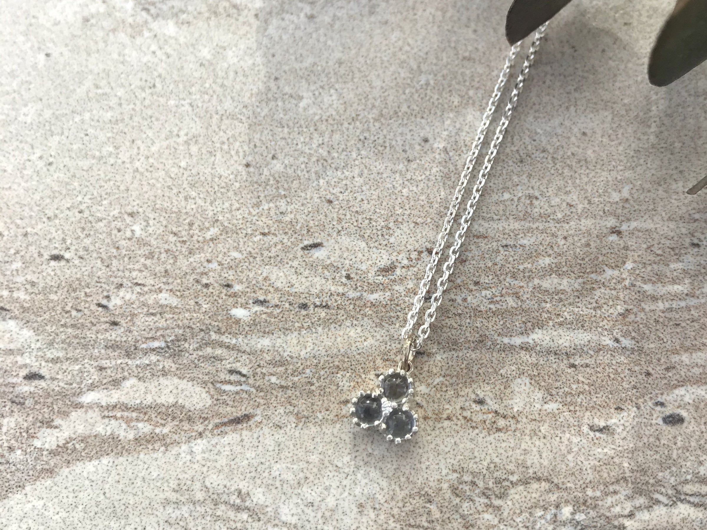 Little silver aquamarine and diamond necklace - birthstone necklace necklace Amanda K Lockrow