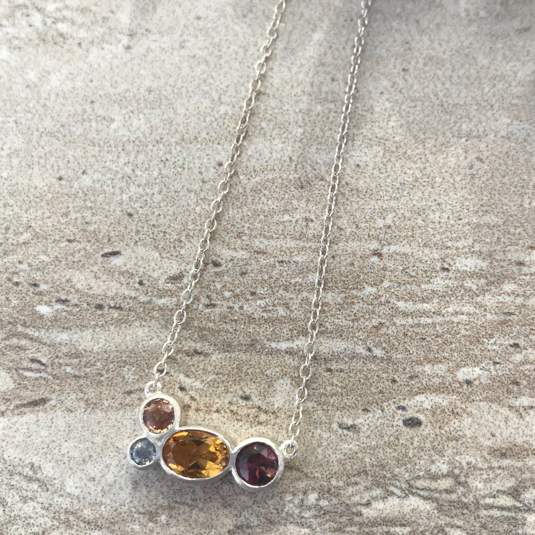 Birthstone 4 stone sterling silver necklace necklace Amanda K Lockrow