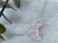Luna rose quartz moon talisman sterling silver necklace necklace Amanda K Lockrow