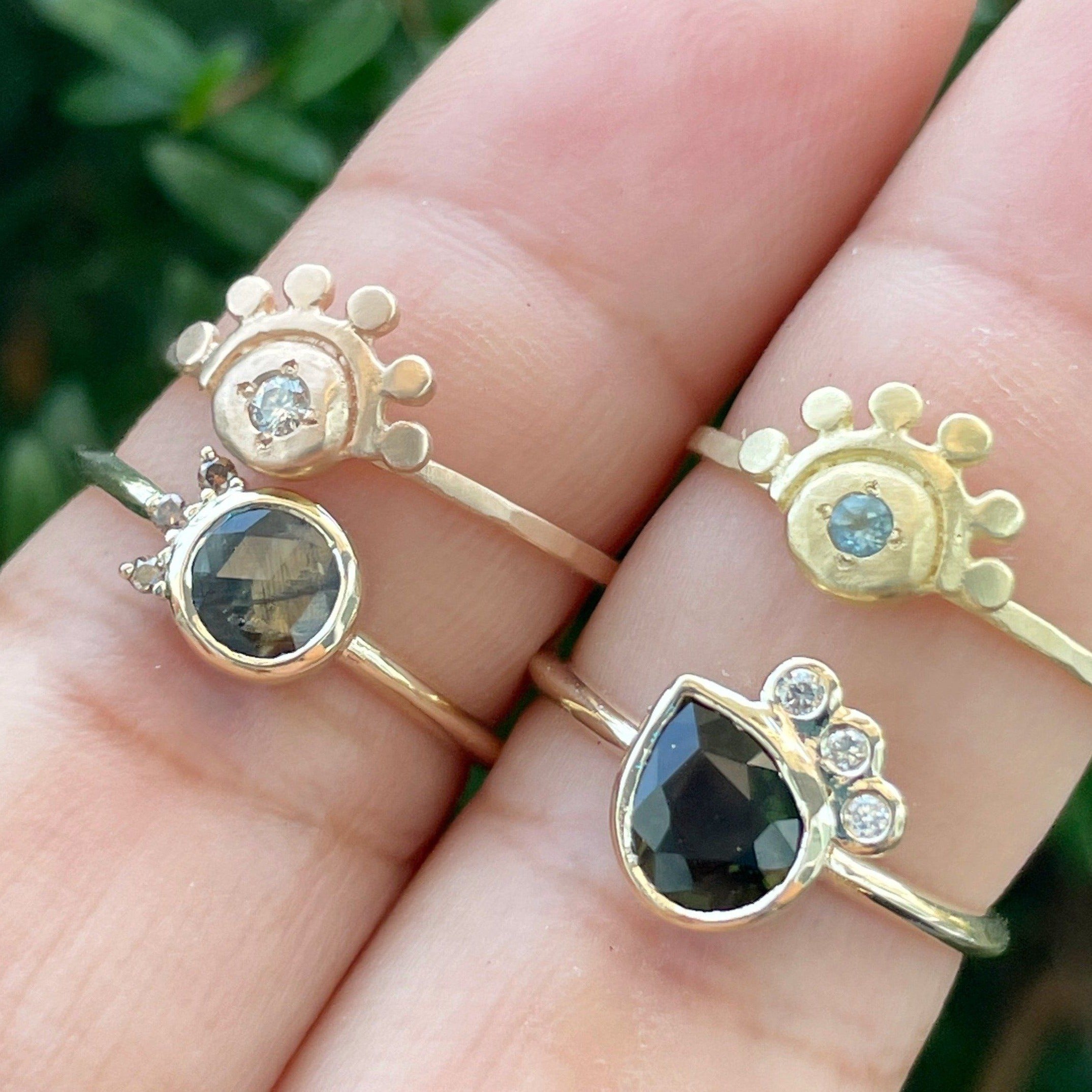14K gold sapphire and diamond ring size 7 ring Amanda K Lockrow