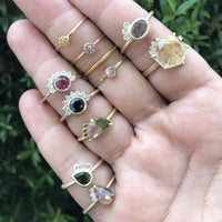 14K gold and yellow rosecut diamond stacking ring ring Amanda K Lockrow