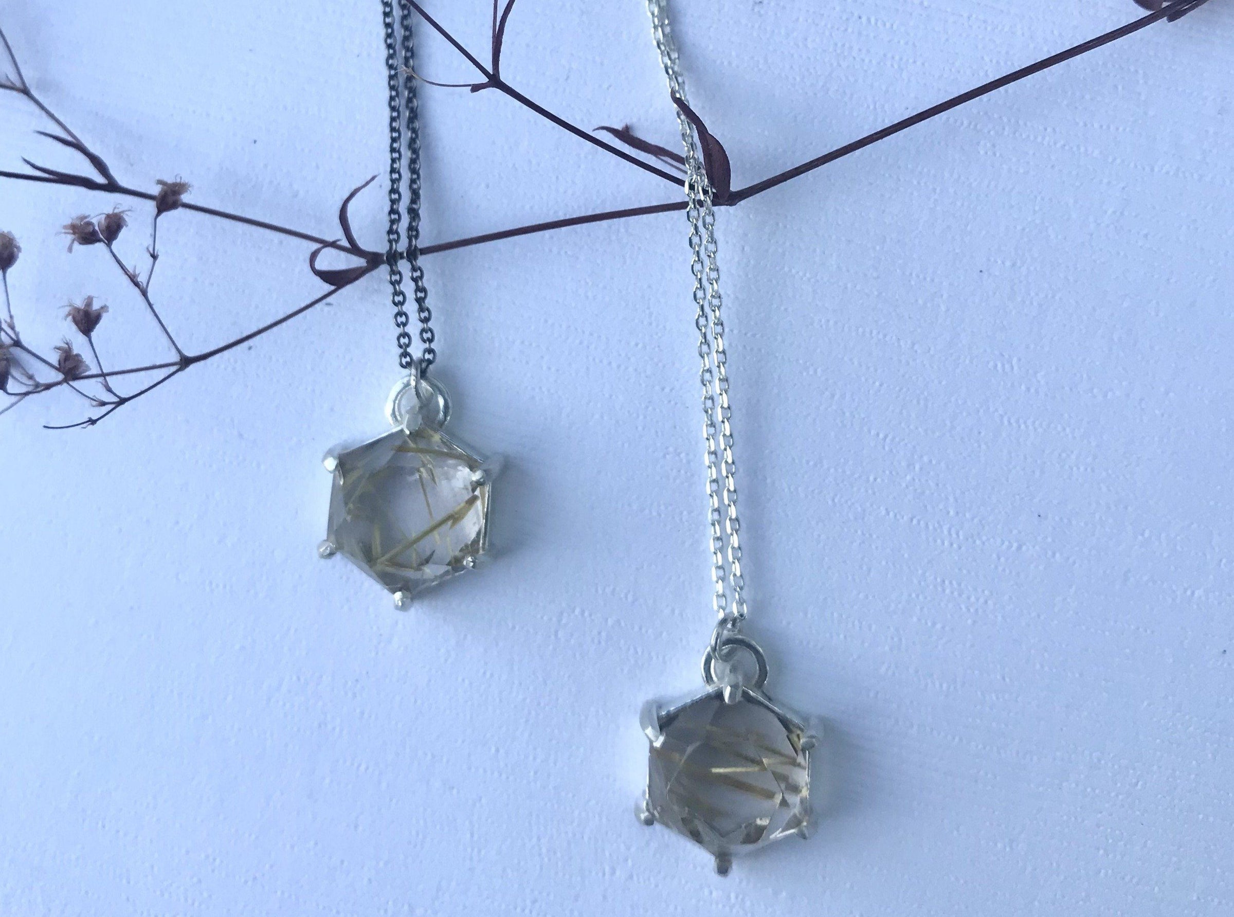 Aislinn sterling silver golden rutilated quartz necklace necklace Amanda K Lockrow