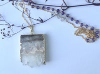 Thea - Amethyst Stalactite slice 30 inch long necklace necklace Amanda K Lockrow