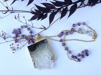 Thea - Amethyst Stalactite slice 30 inch long necklace necklace Amanda K Lockrow