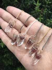 Tara necklace - Hematite Phantom Quartz crystal necklace necklace Amanda K Lockrow