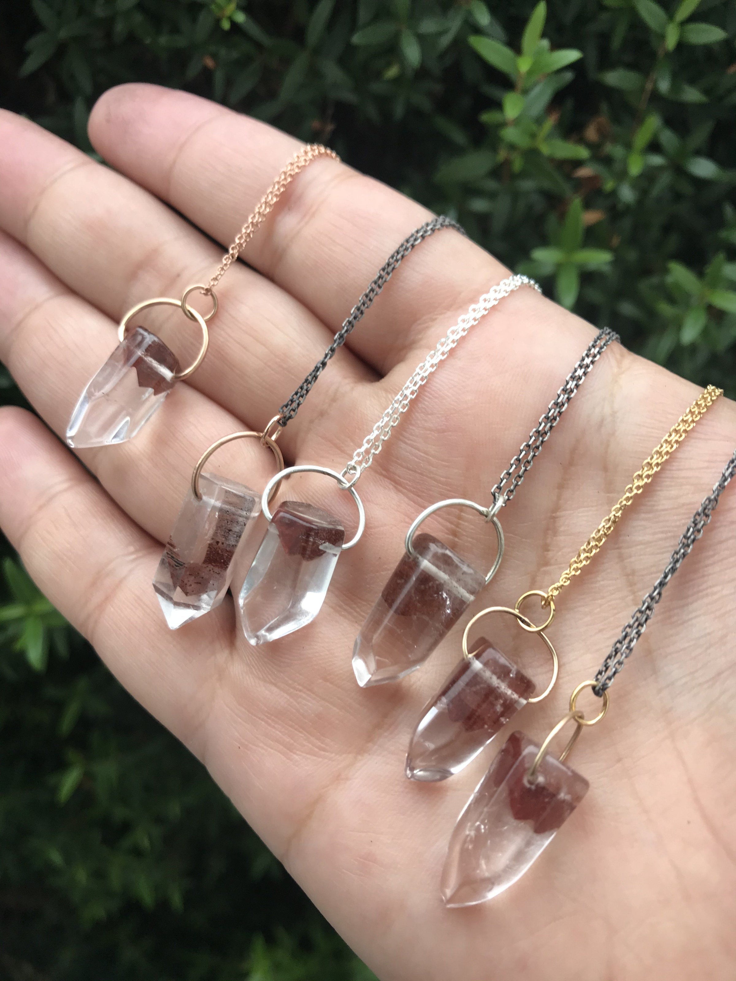 Tara necklace - Hematite Phantom Quartz crystal necklace necklace Amanda K Lockrow