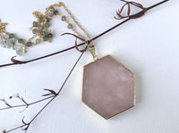 Thea - Rose Quartz and Labradorite 30 inch necklace necklace Amanda K Lockrow