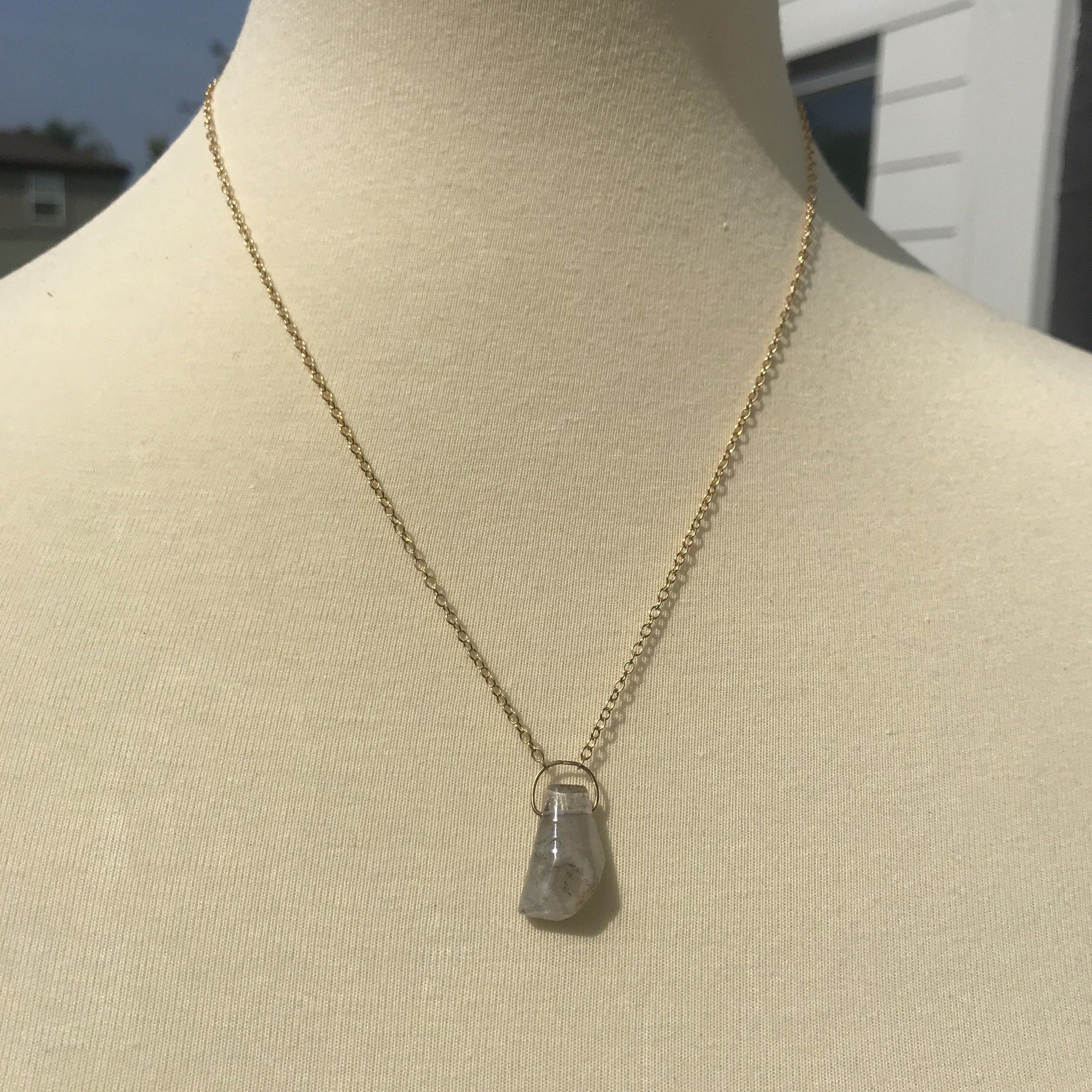 Tara necklace - chlorite phantom quartz with iron ore crystal necklace necklace Amanda K Lockrow