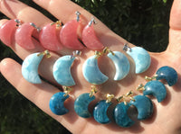 Luna moon necklace - choose from larimar, apatite or rhodochrosite necklace Amanda K Lockrow