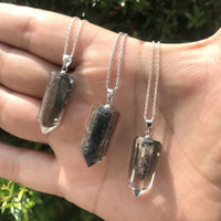 Tara necklace - chlorite phantom quartz with iron ore crystal pendant necklace necklace Amanda K Lockrow