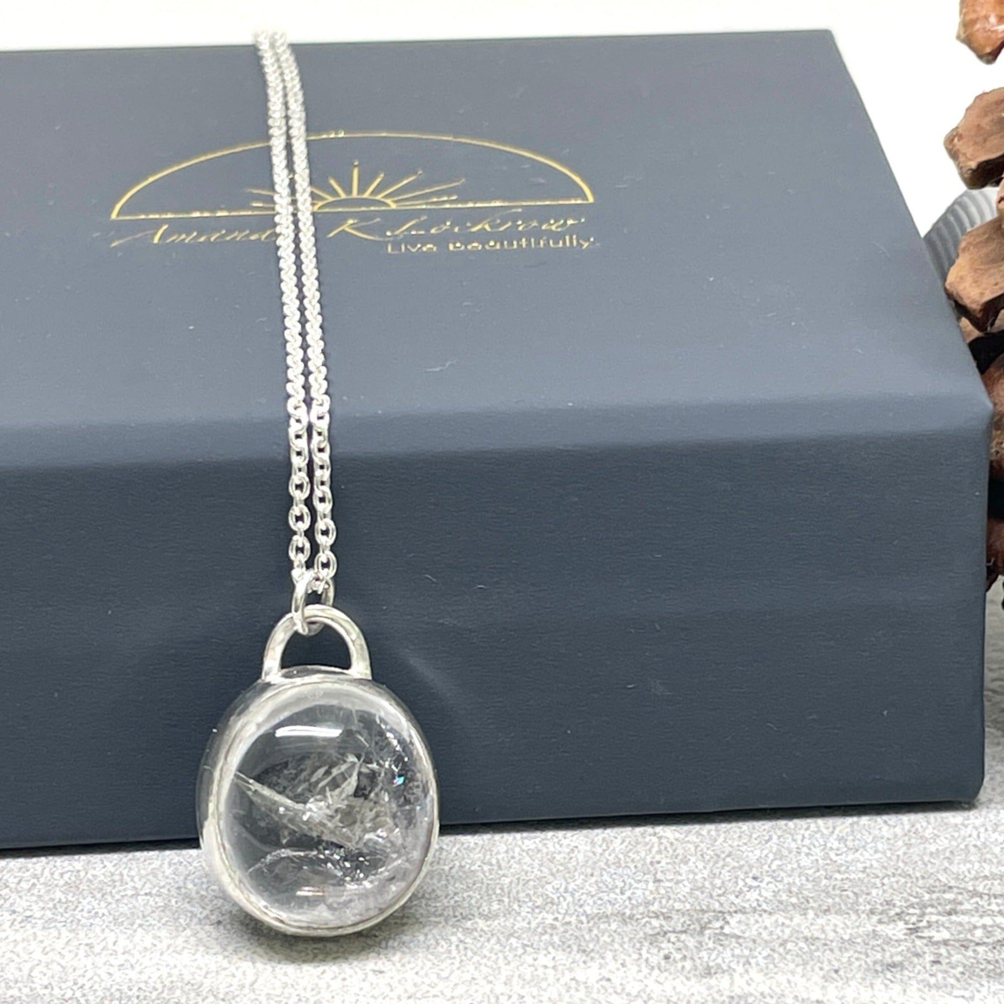 Kaimana Enhydro Quartz with Rainbow Necklace - sterling silver | Aislinn Collection necklace Amanda K Lockrow