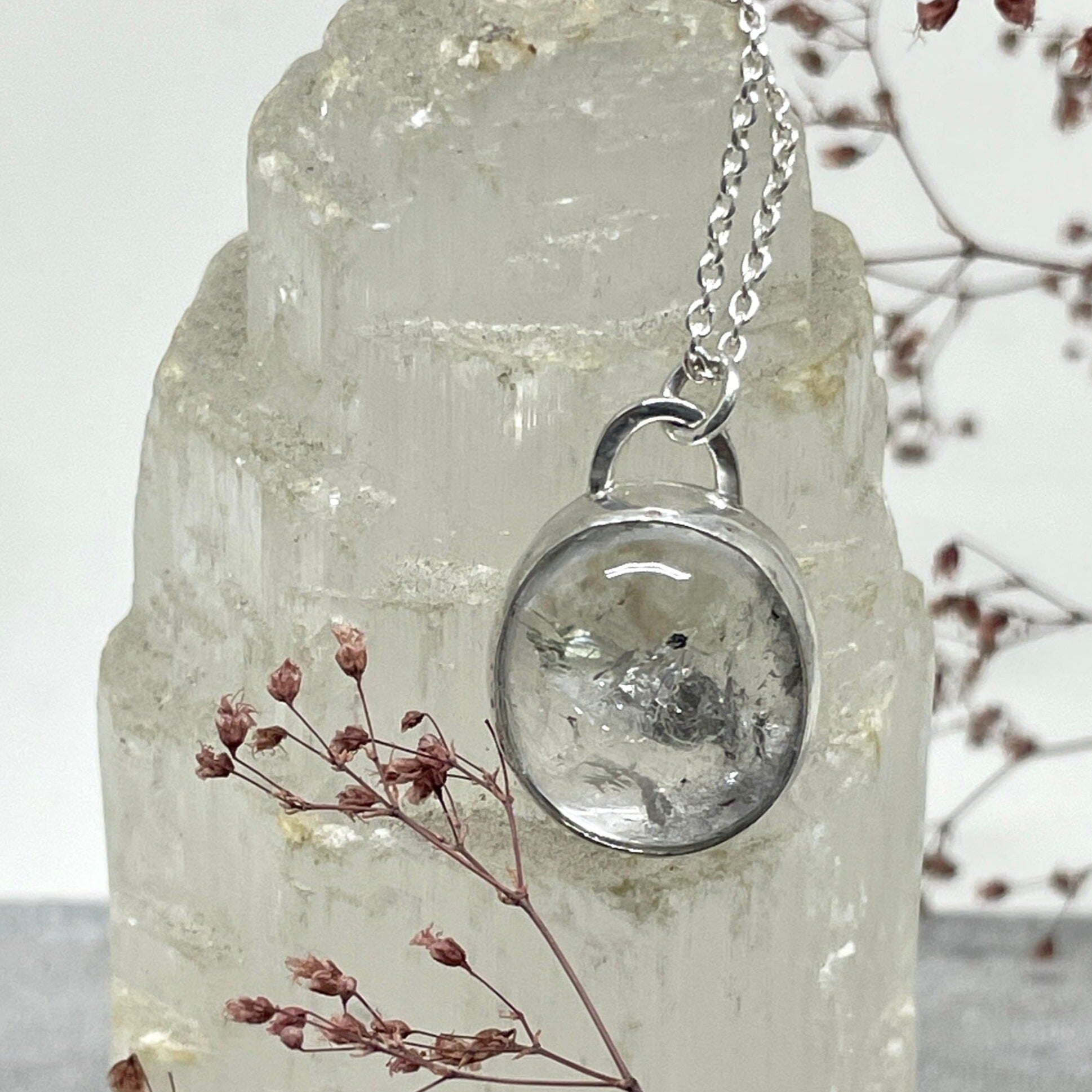 Kaimana Enhydro Quartz with Rainbow Necklace - sterling silver | Aislinn Collection necklace Amanda K Lockrow