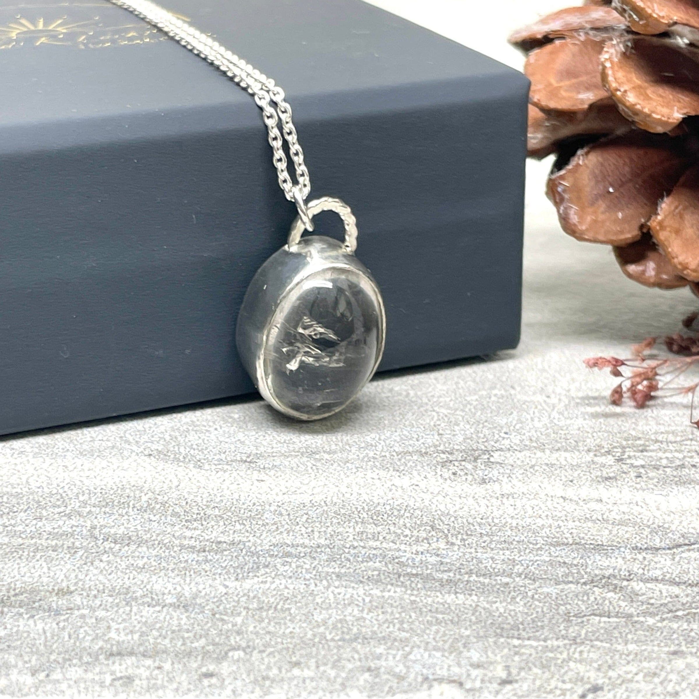 Kallan Enhydro Quartz with 2 Bubbles Necklace - sterling silver | Aislinn Collection necklace Amanda K Lockrow