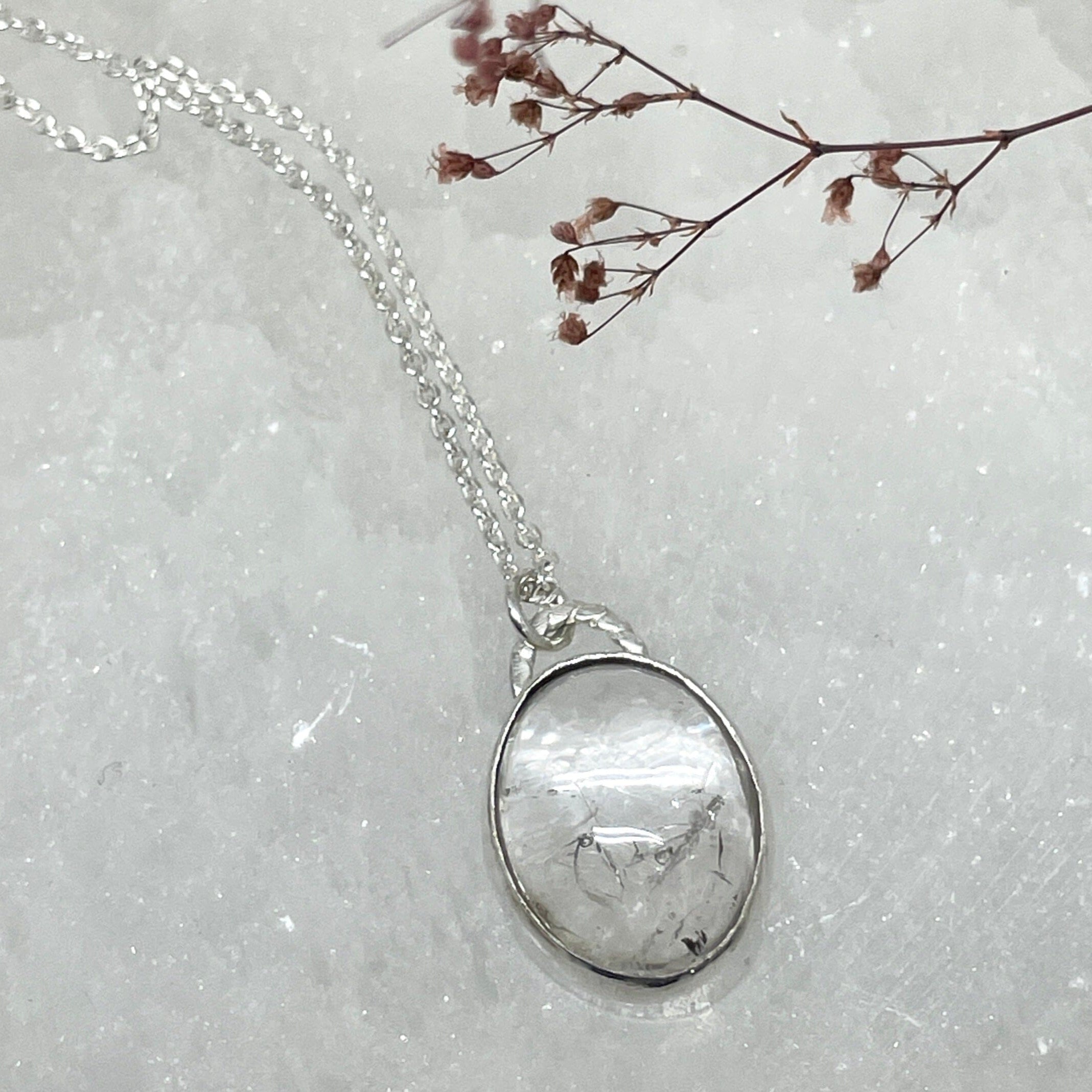 Kallan Enhydro Quartz with 2 Bubbles Necklace - sterling silver | Aislinn Collection necklace Amanda K Lockrow