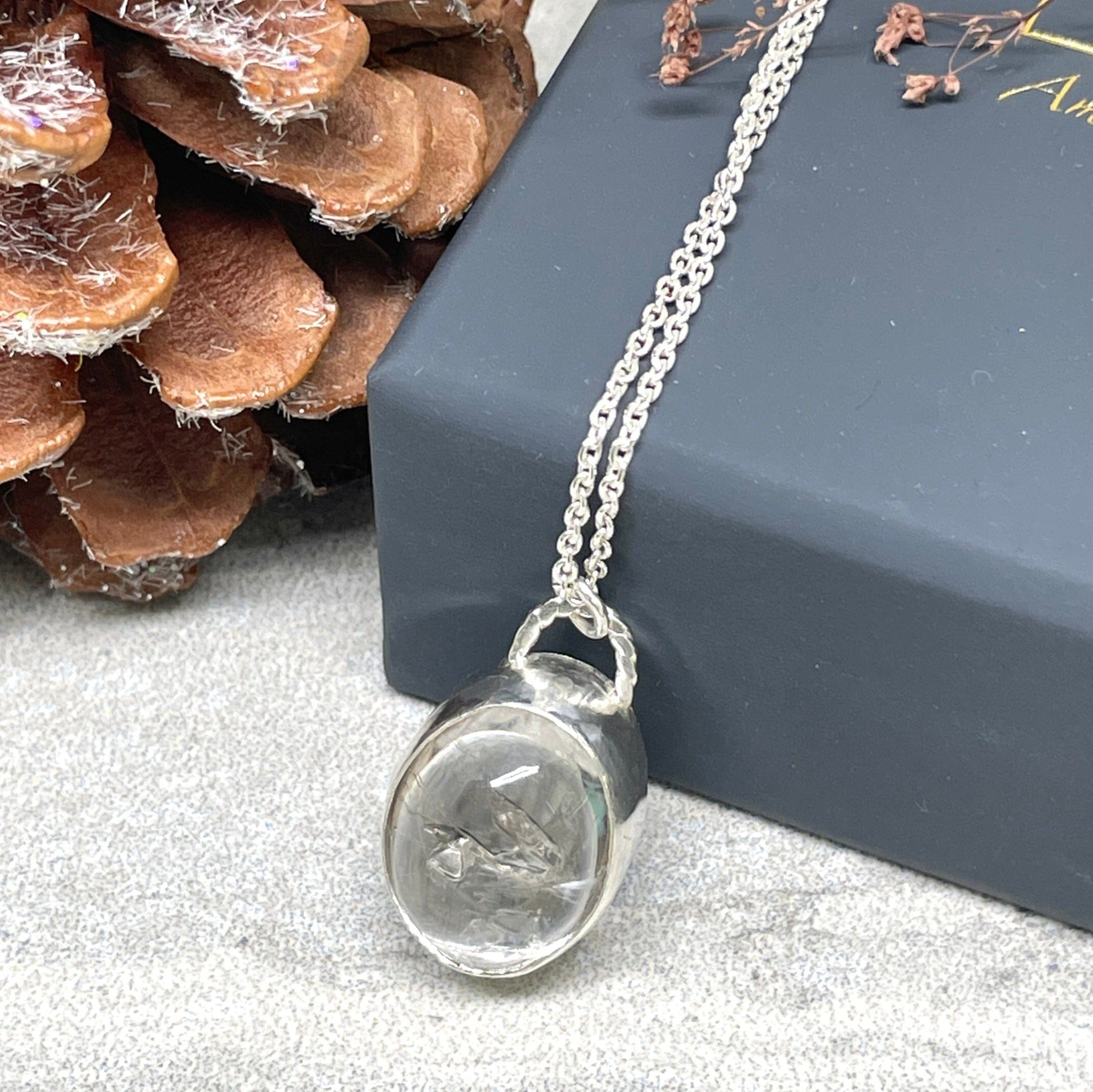 Kallan Enhydro Quartz with 2 Bubbles Necklace - sterling silver | Aislinn Collection necklace Amanda K Lockrow