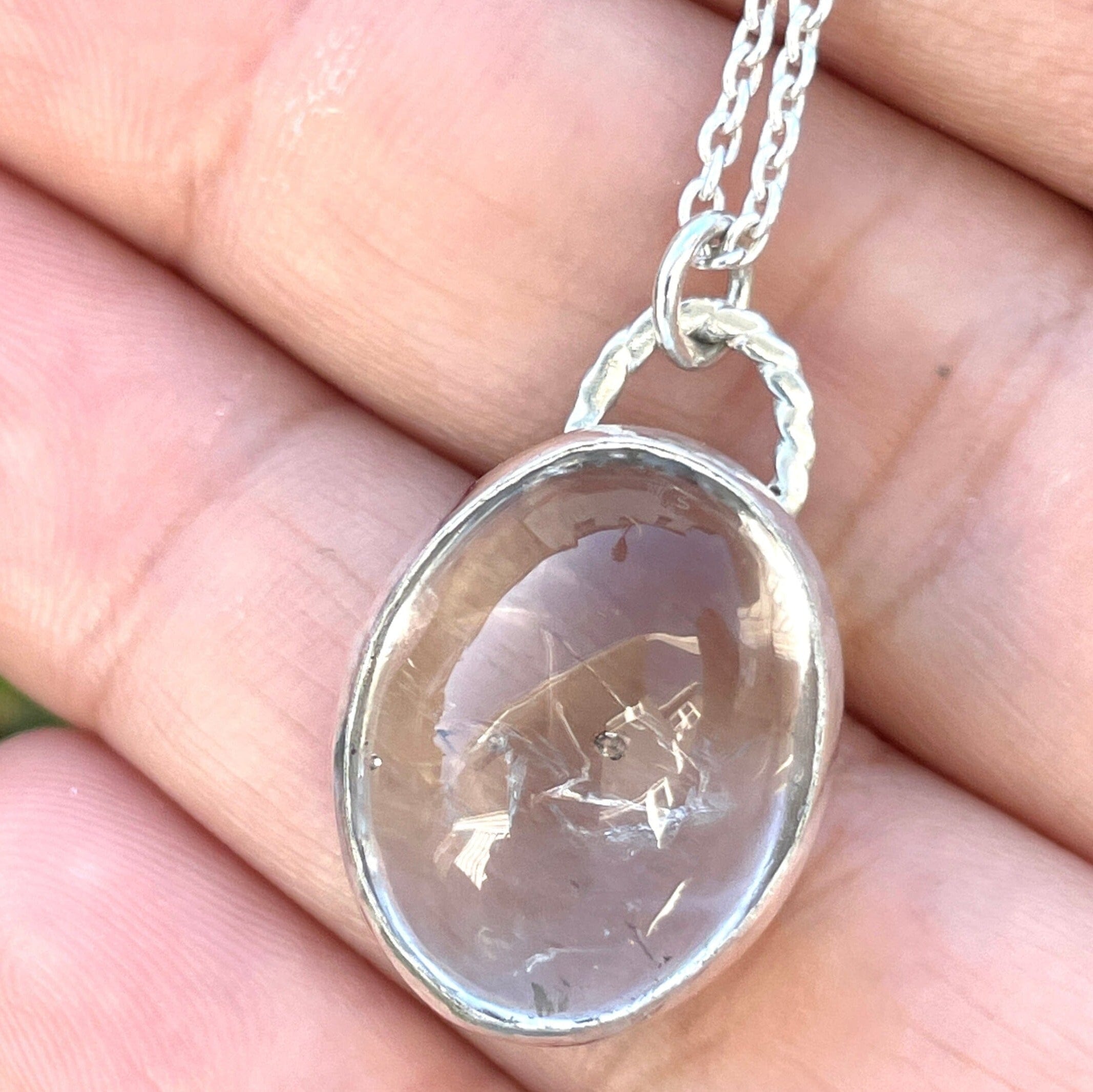 Kallan Enhydro Quartz with 2 Bubbles Necklace - sterling silver | Aislinn Collection necklace Amanda K Lockrow