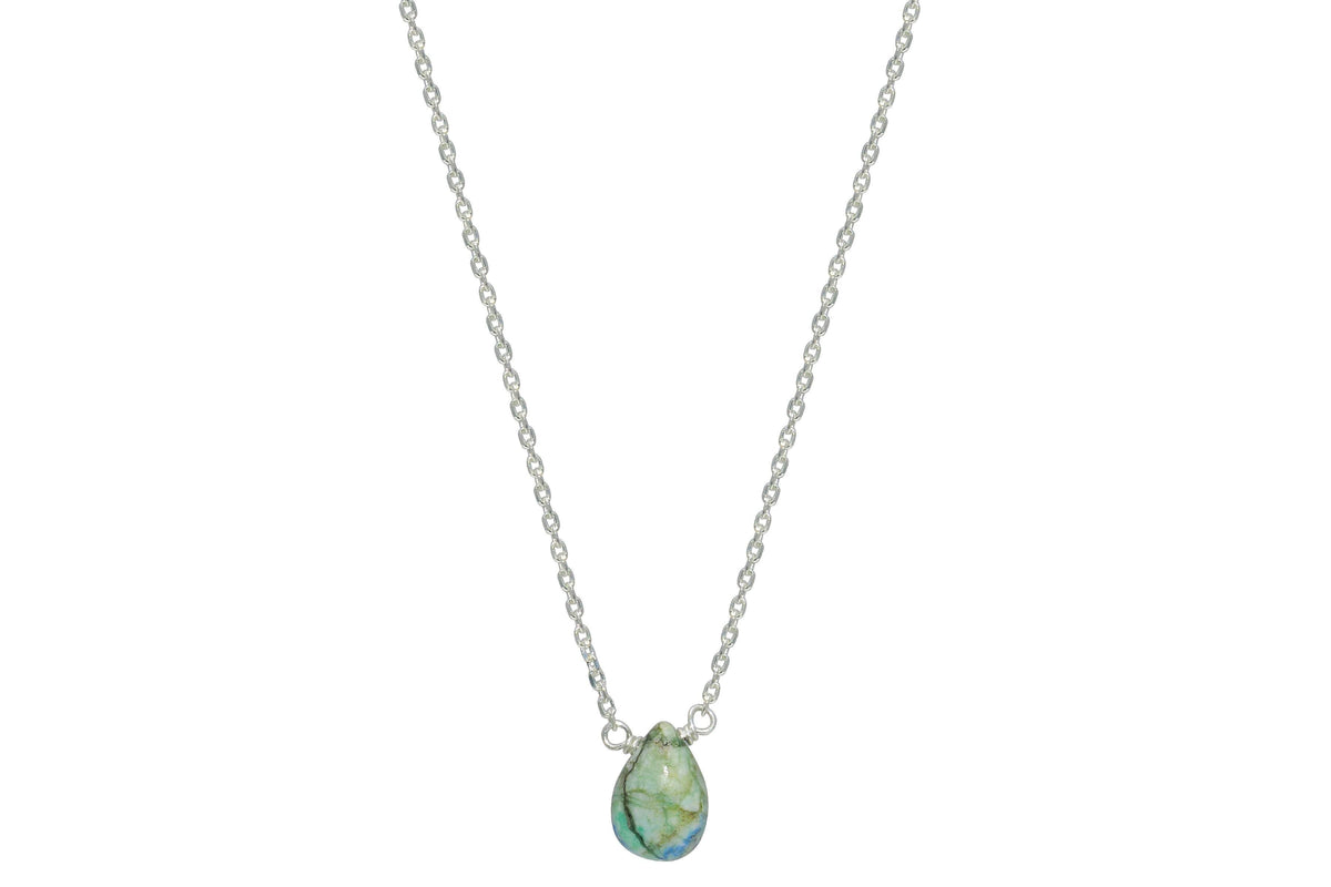 Little rock azurite and feldspar drop necklace // crystal necklace choose silver or gold filled necklace Amanda K Lockrow 