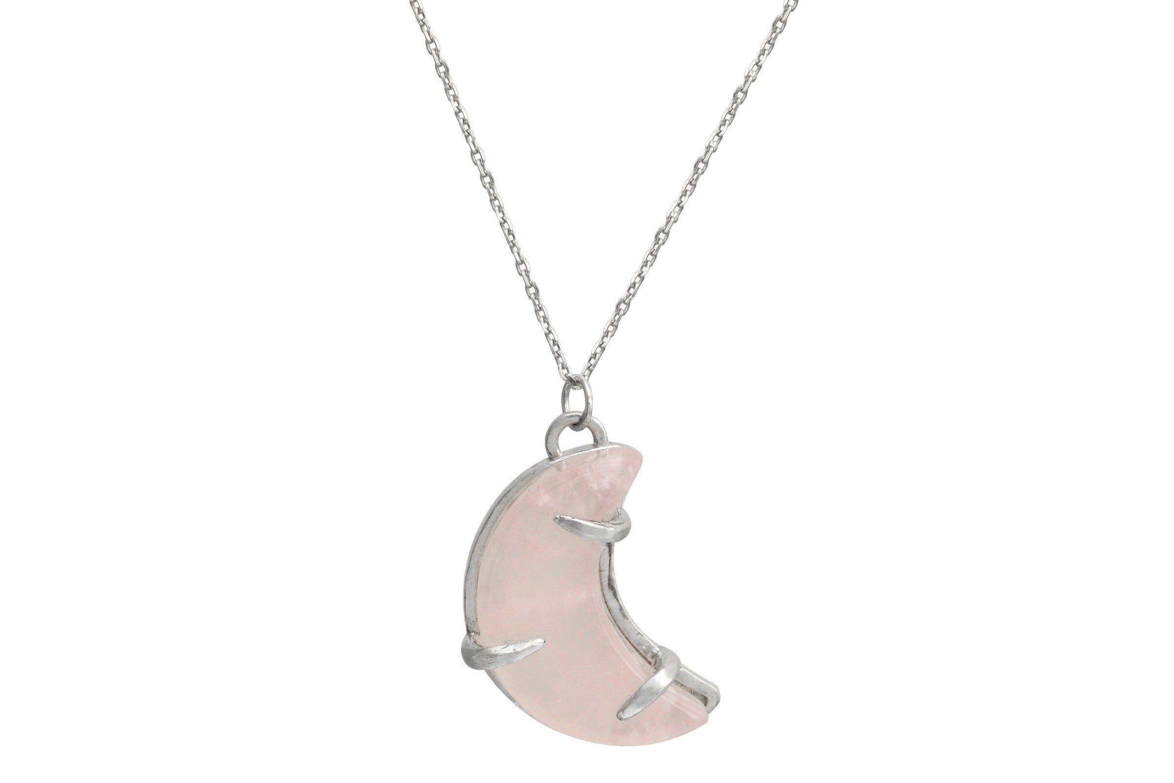 Luna rose quartz moon talisman sterling silver necklace necklace Amanda K Lockrow