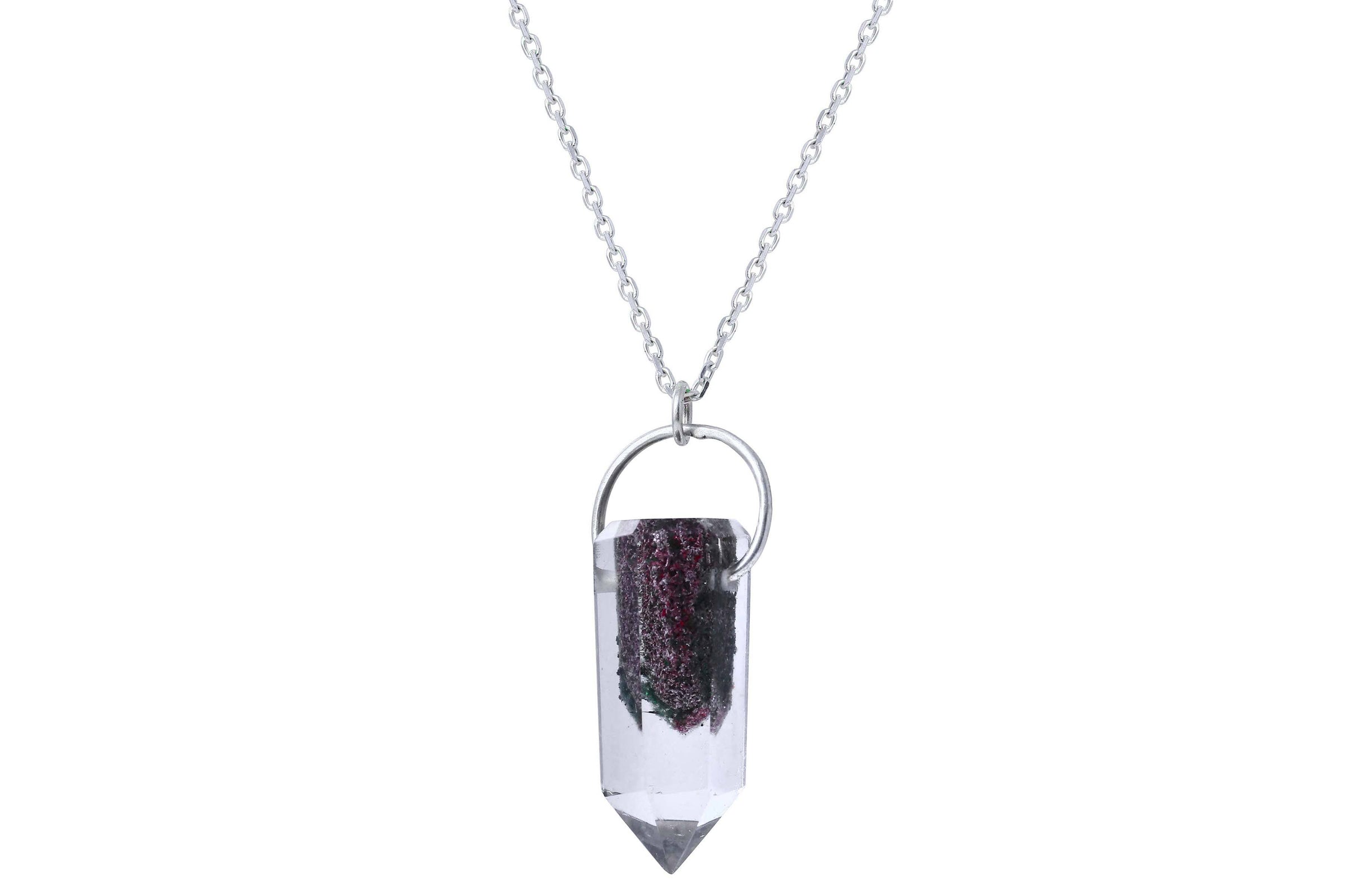 Tara necklace - chlorite phantom quartz with iron ore crystal necklace necklace Amanda K Lockrow