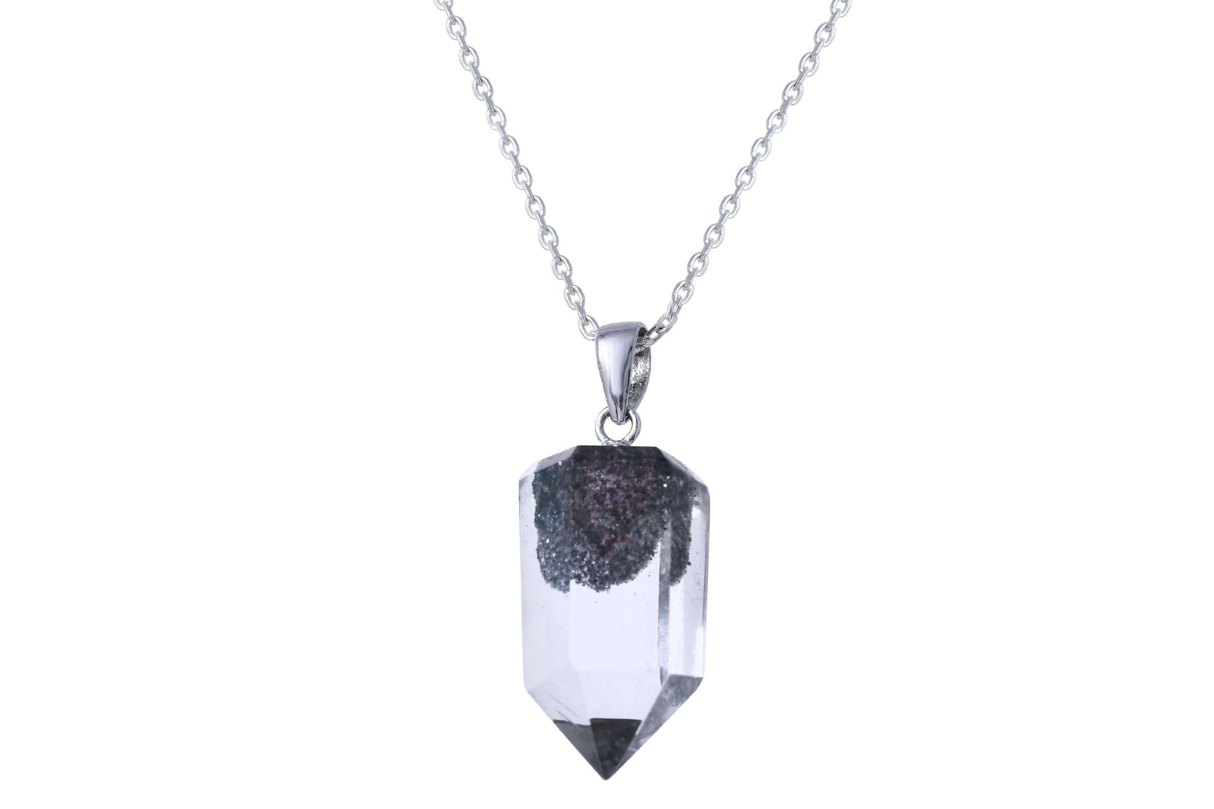 Tara necklace - chlorite phantom quartz with iron ore crystal pendant necklace necklace Amanda K Lockrow