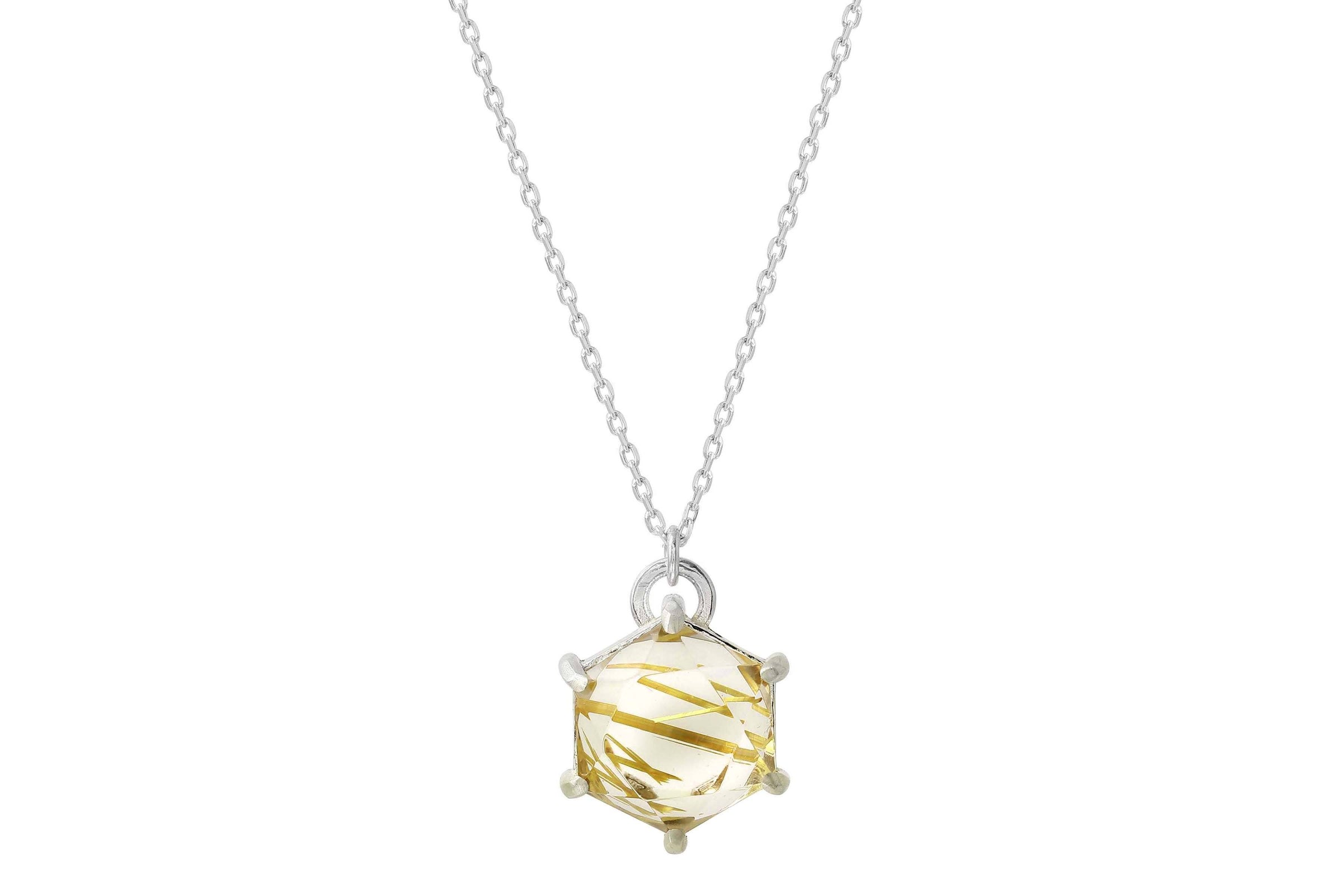 Aislinn sterling silver golden rutilated quartz necklace necklace Amanda K Lockrow