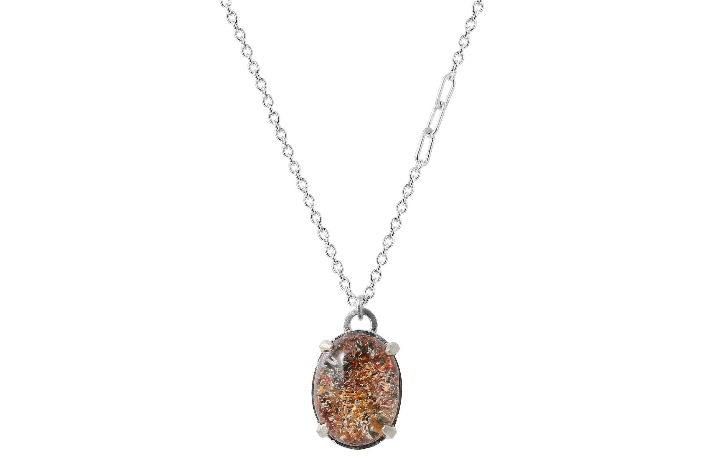 Aislinn garden quartz sterling silver necklace - Aislinn collection necklace Amanda K Lockrow brown garden quartz stone