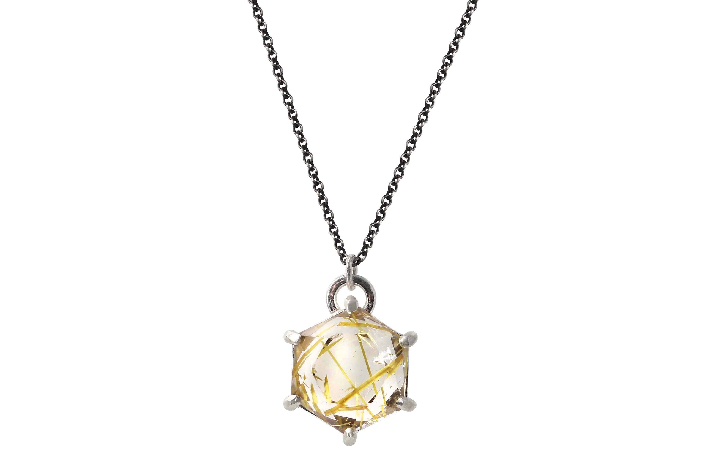 Aislinn sterling silver golden rutilated quartz necklace necklace Amanda K Lockrow