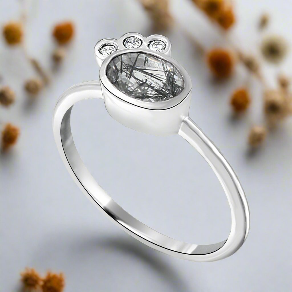 Aislinn tourmalinated quartz and diamond ring ring Amanda K Lockrow