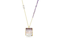 Thea - Amethyst Stalactite slice 30 inch long necklace necklace Amanda K Lockrow