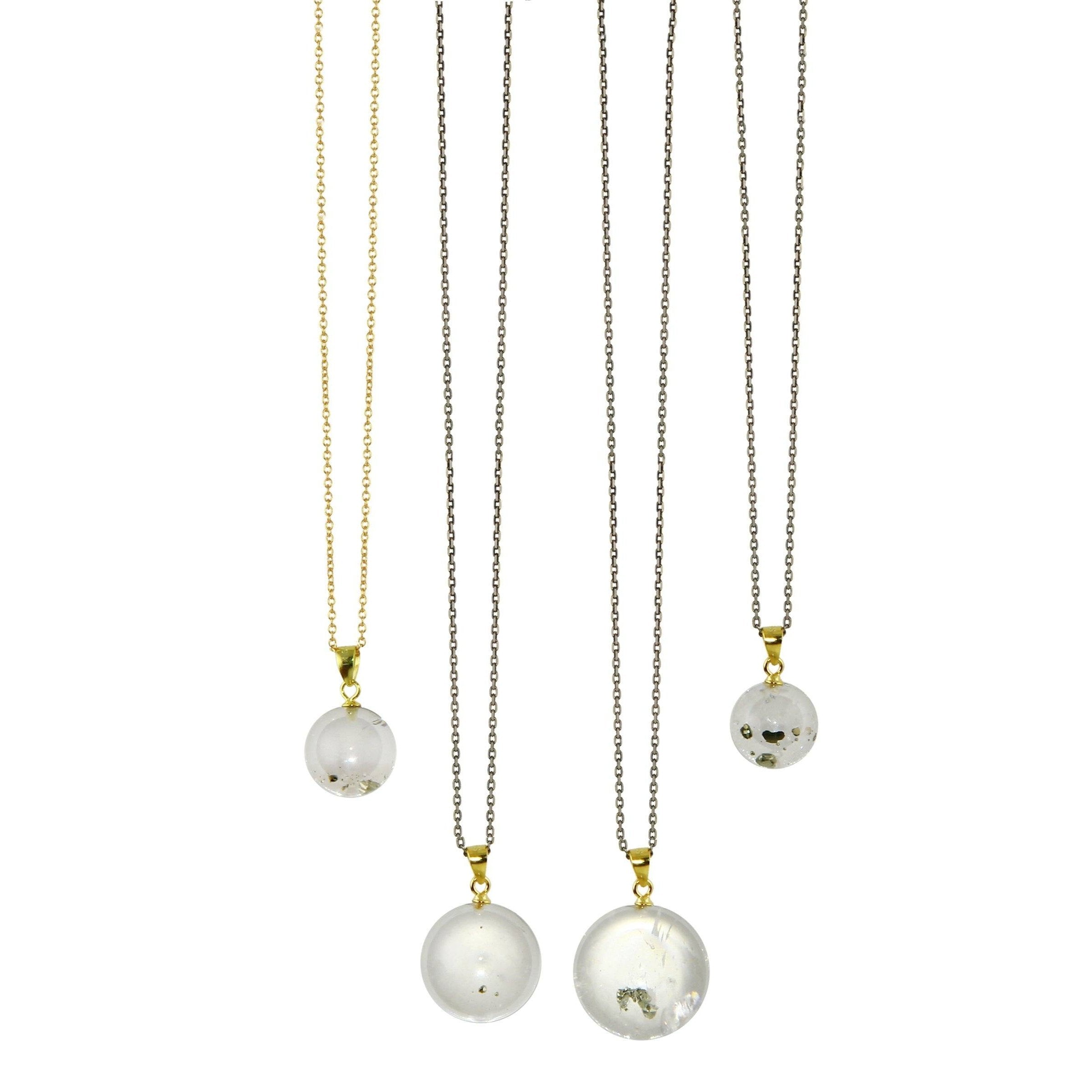 Pyrite in quartz sphere necklace - Aislinn Collection necklace Amanda K Lockrow