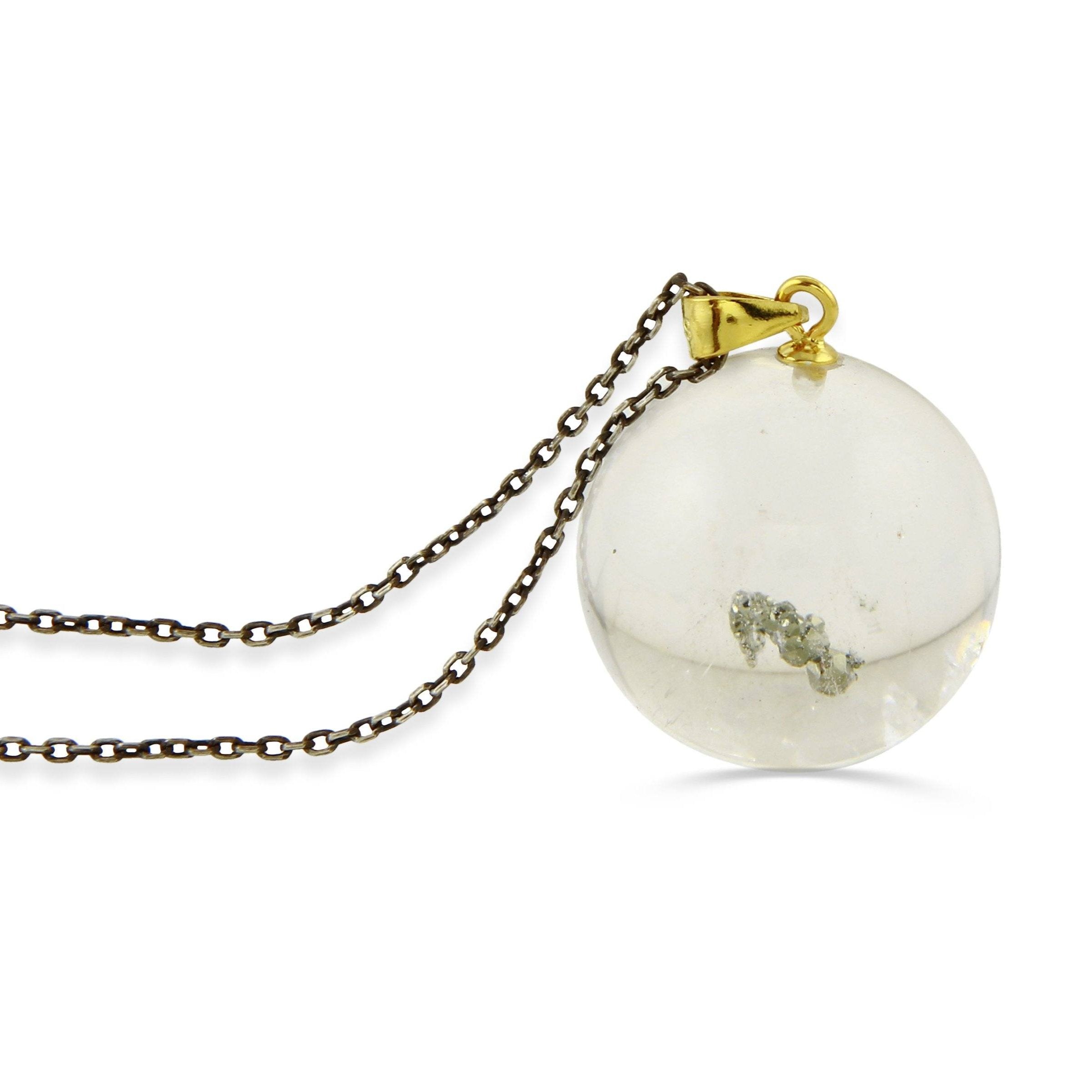 Pyrite in quartz sphere necklace - Aislinn Collection necklace Amanda K Lockrow