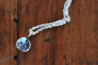 Pebble sterling silver necklace necklace Amanda K Lockrow 16 inches aquamarine shiny silver chain