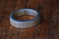 Bark hammered unisex silver band ring Amanda K Lockrow