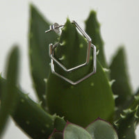 Sterling silver hexagon hoop earrings earrings Amanda K Lockrow