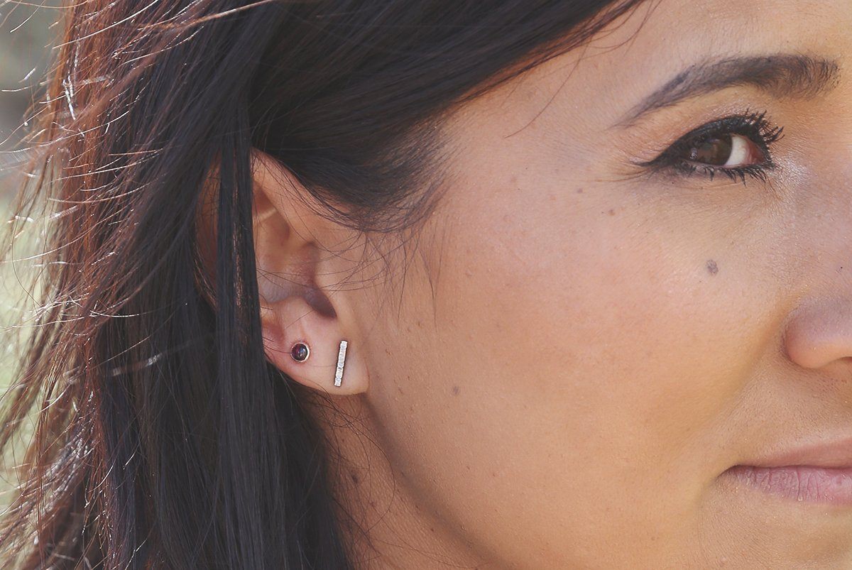18K yellow gold plated sterling silver stick studs // bar studs earrings Amanda K Lockrow